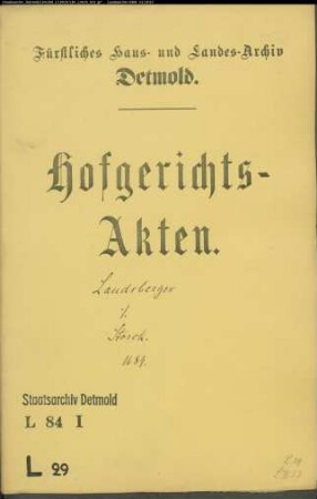 Landsberger, Johann Bernd gegen Johann Storck zu Brüntrup - Schuldforderung