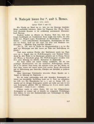 B. Ruhezeit hinter der 7. und 3. Armee