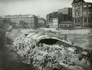 Dresden. Abbrucharbeiten "An der Mauer": Kasematten der ehemaligen Dresdner Festung (Bastion Merkur) für das Neubaugelände des Dresdner Anzeigers