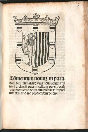 Commentum novum in parabolas D. Arnoldi de Villanova