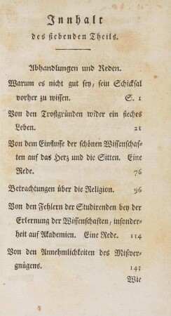 Innhalt des siebenden Theils