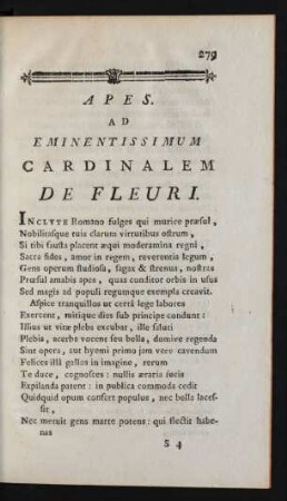 Apes Ad Eminentissimum Cardinalem De Fleuri