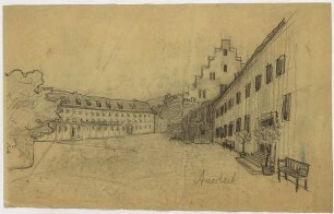 Gebäude in Amorbach, Platz, Stadtpanorama (Rückseite)