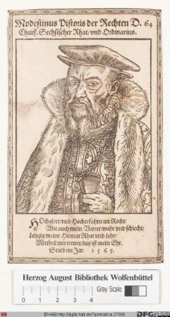 Bildnis Modestinus Pistoris (von Seußlitz)