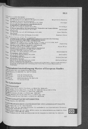 Postgraduiertenstudiengang Master of European Studies