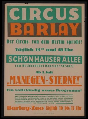Circus Barlay - Manegen-Sterne, Berlin, 1946
