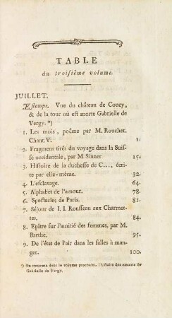 Table du troisième volume.