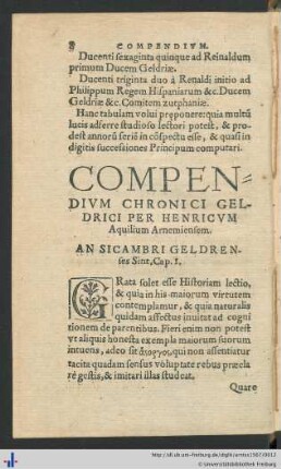 Compendium Chronici Geldrici.