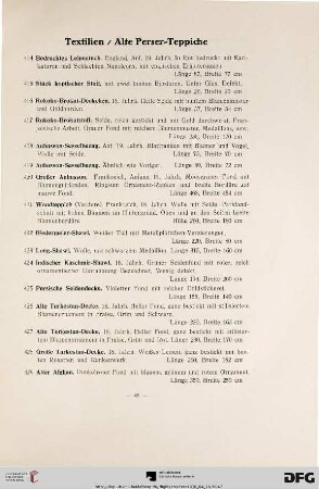 Textilien, Alte Perser-Teppiche (Nr. 414-462)