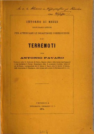 Intorno ai mezzi usati dagli antichi per attenuare le disastrose conseguenze dei terremoti