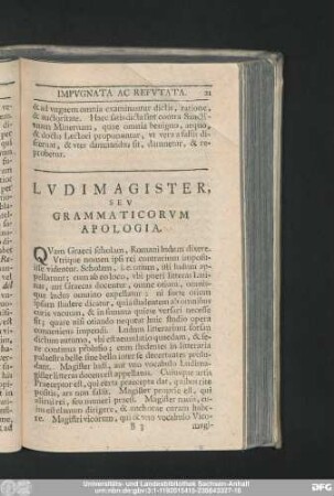 [II.] Ludimagister, Seu Grammaticorum Apologia.