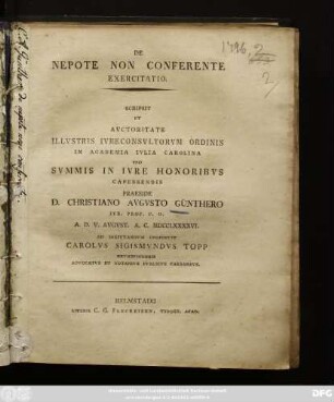De Nepote Non Conferente Exercitatio