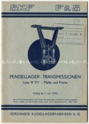 Kataog über Pendellager-Transmissionen
