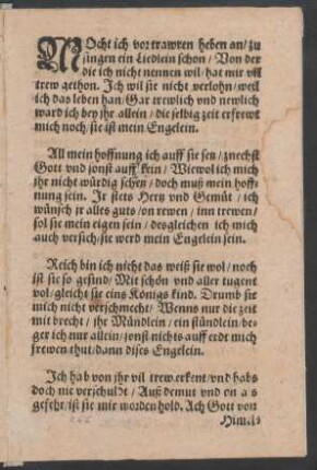 MOcht ich vor trawren heben an/ zu || singen ein Liedlein schon/