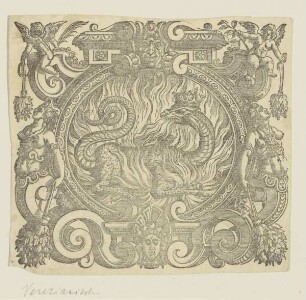 Vignette mit gekröntem Drachen