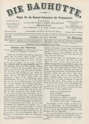 No. 27. Frankfurt a. M., den 3. Juli 1915. 58. Jahrgang.