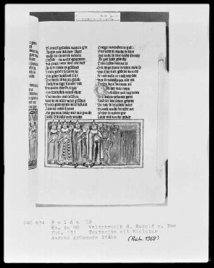 Rudolf von Ems, Weltchronik — Aarons grünender Stab, Folio 130verso