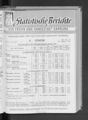 Der Seeverkehr des Hamburger Hafens im Mai 1970 : Lfd. Nr. 29