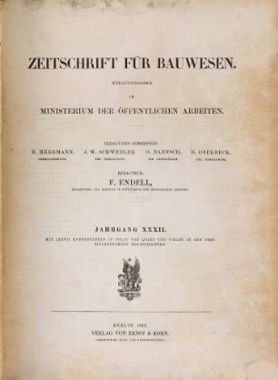 Zeitschrift für Bauwesen. 32. 1882