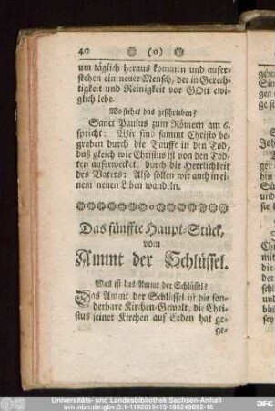 Das fünffte Haupt-Stück, vom Ammt der Schlüssel.