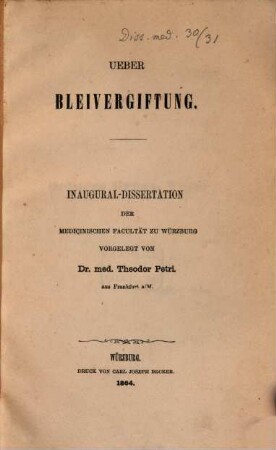 Über Bleivergiftung