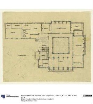 Wohnhaus Alexander Hoffmann, Wien, Erdgeschoss, Grundriss, M 1:100