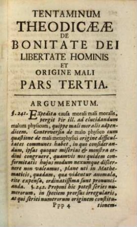 G. G. Leibnitii Tentamina Theodicaeae De Bonitate Dei Libertate Hominis Et Origine Mali : Versio Nova, Vita Auctoris, Catalogo Operum Et Variis Observationibus Aucta, 3
