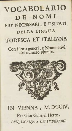 Vocabolario De Nomi Piu' Necessari, E Usitati Della Lingua Todesca Et Italiana