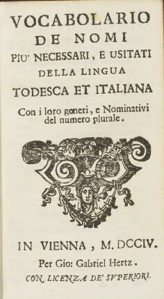 Vocabolario De Nomi Piu' Necessari, E Usitati Della Lingua Todesca Et Italiana