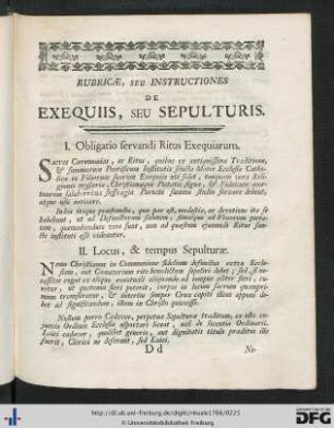 De Exequiis, Seu Sepulturis.