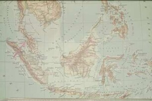Kartenmaterial für Diavorträge. Reproduktion aus einem Atlas. Südostasien