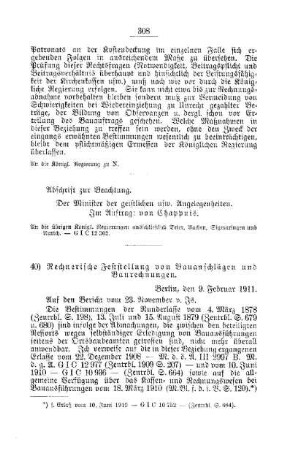 Rechnerische Feststellung von Bauanschlägen und Baurechnungen [A. Behörden und Beamte]