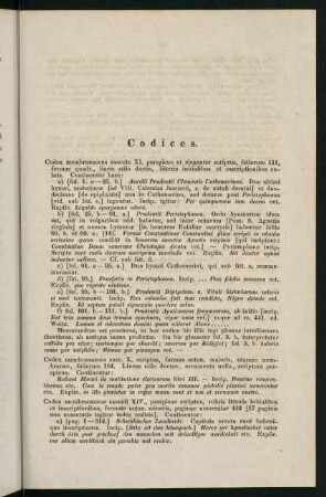 VII-VIII, Codices