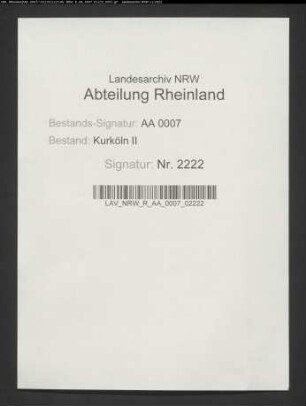 Schatzregister des Amts Hülchrath