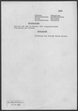 Schopfloch (Lenningen): Pfarrbericht 1957