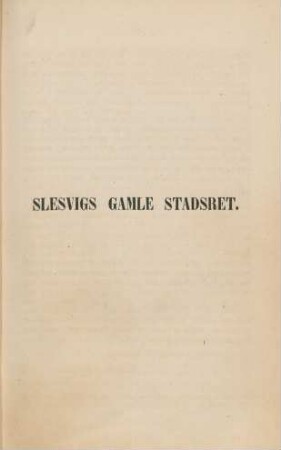 Slesvigs gamle stadsret