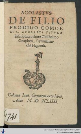 ACOLASTVS. DE FILIO PRODIGO COMOEDIA ...