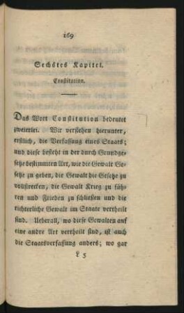 Sechstes Kapitel. Constitution.