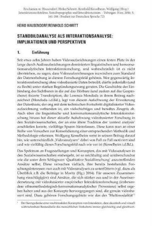 Standbildanalyse als Interaktionsanalyse: Implikationen und Perspektiven