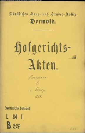 Biermann, Johann Rabe gegen Anton Gabriel von Donop - Schuldforderung