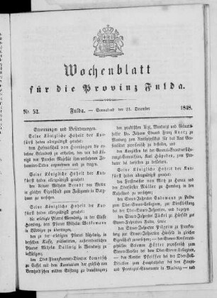 Nr. 52, Ausgabe vom 23. Dezember 1848
