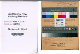 Entnazifizierung Albert Schiementz, geb. 09.12.1910 (Handelsvertreter)