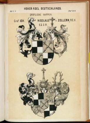 Taf. 203. Gräfliche Wappen Graf Joh. Nicolaus v. Zollern, R.E.K. 1558.