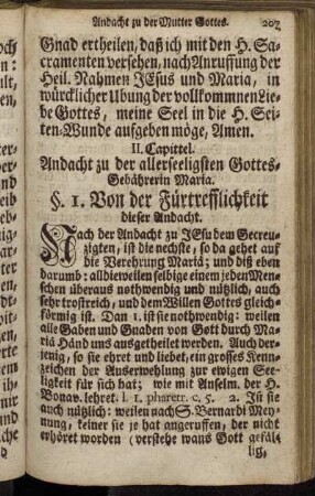 II. Capittel. Andacht zu der allerseeligsten Gottes-Gebährerin Maria.