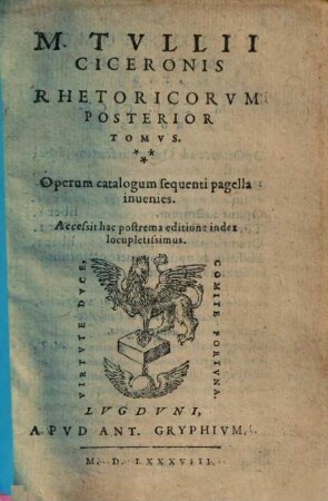 Rhetoricorum posterior tomus