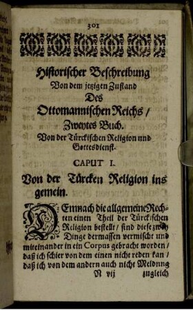 Zweytes Buch. Von der Türckischen Religion und Gottesdienst.