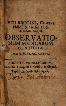 Observationum medicarum centuria