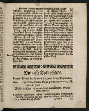 841-871, 22ste - 29ste Traur-Rede