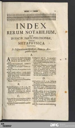 Index Rerum Notabilium