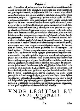 Vnde Legitimi Et Vnde Cognati Tit. XV.